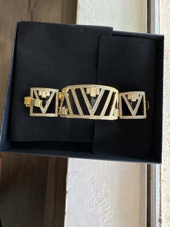 Juicy Couture Jewelry - Juicy Couture Gold-Tone Geometric Art Deco Style Crystal Cuff Bracelet